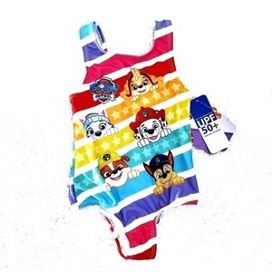 NWT Paw Patrol Rainbow Stripe Swimsuit